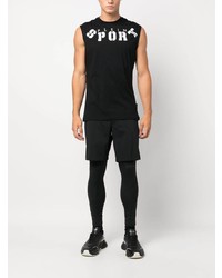 schwarzes bedrucktes Trägershirt von Plein Sport