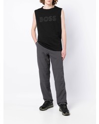 schwarzes bedrucktes Trägershirt von BOSS