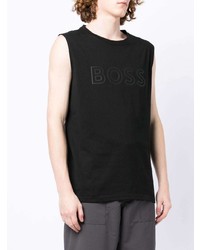 schwarzes bedrucktes Trägershirt von BOSS