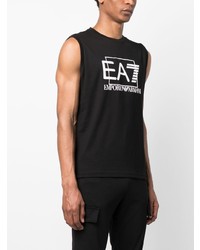 schwarzes bedrucktes Trägershirt von Ea7 Emporio Armani