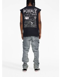 schwarzes bedrucktes Trägershirt von purple brand