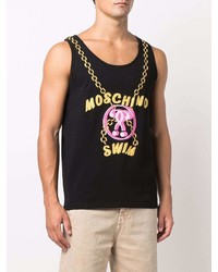 schwarzes bedrucktes Trägershirt von Moschino