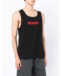 schwarzes bedrucktes Trägershirt von Hugo