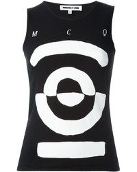 schwarzes bedrucktes Trägershirt von McQ by Alexander McQueen