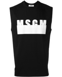 schwarzes bedrucktes Trägershirt von MSGM