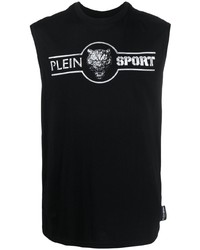 schwarzes bedrucktes Trägershirt von Plein Sport
