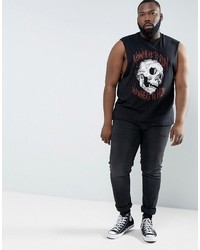 schwarzes bedrucktes Trägershirt von Asos