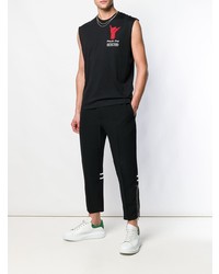 schwarzes bedrucktes Trägershirt von McQ Alexander McQueen