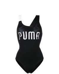 schwarzes bedrucktes Trägershirt von Puma