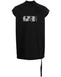 schwarzes bedrucktes Trägershirt von Rick Owens DRKSHDW