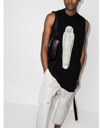 schwarzes bedrucktes Trägershirt von Rick Owens DRKSHDW