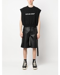 schwarzes bedrucktes Trägershirt von Rick Owens DRKSHDW