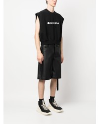 schwarzes bedrucktes Trägershirt von Rick Owens DRKSHDW