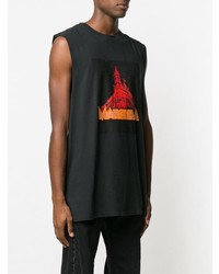 schwarzes bedrucktes Trägershirt von Maison Margiela