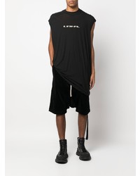 schwarzes bedrucktes Trägershirt von Rick Owens