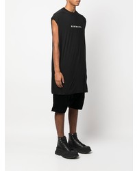 schwarzes bedrucktes Trägershirt von Rick Owens