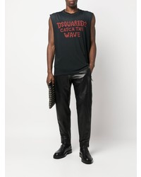 schwarzes bedrucktes Trägershirt von DSQUARED2