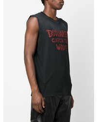 schwarzes bedrucktes Trägershirt von DSQUARED2