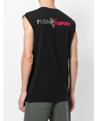 schwarzes bedrucktes Trägershirt von Plein Sport