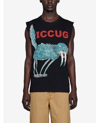 schwarzes bedrucktes Trägershirt von Gucci
