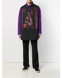 schwarzes bedrucktes Trägershirt von Raf Simons