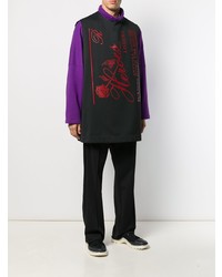 schwarzes bedrucktes Trägershirt von Raf Simons