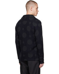 schwarzes bedrucktes Wolllangarmhemd von SASQUATCHfabrix.