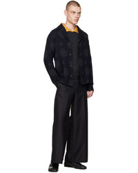 schwarzes bedrucktes Wolllangarmhemd von SASQUATCHfabrix.