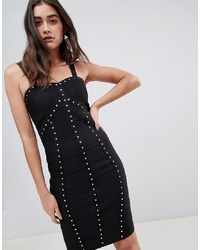 schwarzes beschlagenes figurbetontes Kleid von New Look