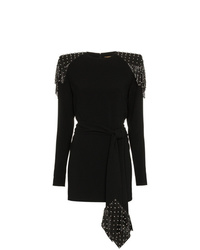 schwarzes beschlagenes figurbetontes Kleid von Saint Laurent