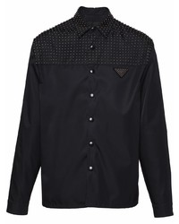 schwarzes beschlagenes Langarmhemd von Prada