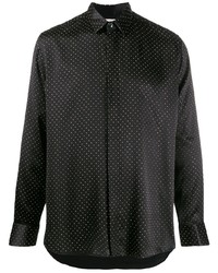 schwarzes beschlagenes Langarmhemd von Saint Laurent