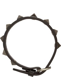 schwarzes beschlagenes Lederarmband von Valentino