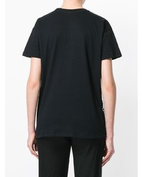 schwarzes beschlagenes T-Shirt mit einem Rundhalsausschnitt von Marco Bologna