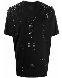 schwarzes beschlagenes T-Shirt mit einem Rundhalsausschnitt von Givenchy