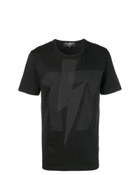 schwarzes beschlagenes T-Shirt mit einem Rundhalsausschnitt von Hydrogen