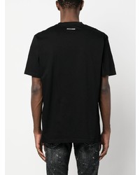 schwarzes beschlagenes T-Shirt mit einem Rundhalsausschnitt von DSQUARED2