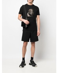 schwarzes beschlagenes T-Shirt mit einem Rundhalsausschnitt von Karl Lagerfeld