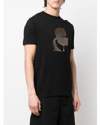 schwarzes beschlagenes T-Shirt mit einem Rundhalsausschnitt von Karl Lagerfeld