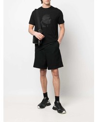 schwarzes beschlagenes T-Shirt mit einem Rundhalsausschnitt von Karl Lagerfeld