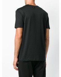 schwarzes beschlagenes T-Shirt mit einem Rundhalsausschnitt von Roberto Cavalli