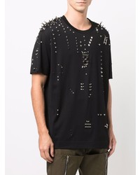 schwarzes beschlagenes T-Shirt mit einem Rundhalsausschnitt von Givenchy