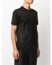 schwarzes beschlagenes T-Shirt mit einem Rundhalsausschnitt von Emporio Armani