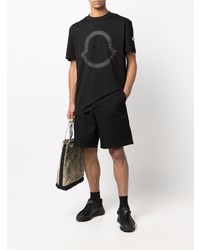 schwarzes beschlagenes T-Shirt mit einem Rundhalsausschnitt von Moncler