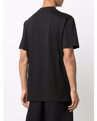 schwarzes beschlagenes T-Shirt mit einem Rundhalsausschnitt von Moncler