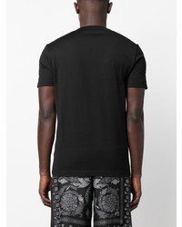 schwarzes beschlagenes T-Shirt mit einem Rundhalsausschnitt von Versace