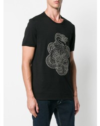 schwarzes beschlagenes T-Shirt mit einem Rundhalsausschnitt von Just Cavalli