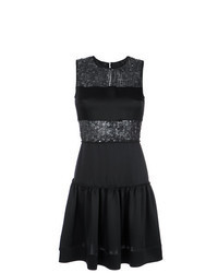 schwarzes besticktes ausgestelltes Kleid aus Pailletten
