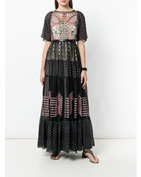 schwarzes besticktes ausgestelltes Kleid von Temperley London