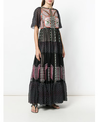 schwarzes besticktes ausgestelltes Kleid von Temperley London